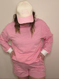 Flamingo Pink Striped Short Set